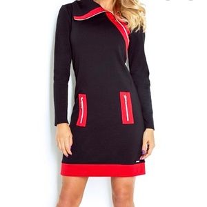 Numoco black/red dress w/ asymmetrical zipper